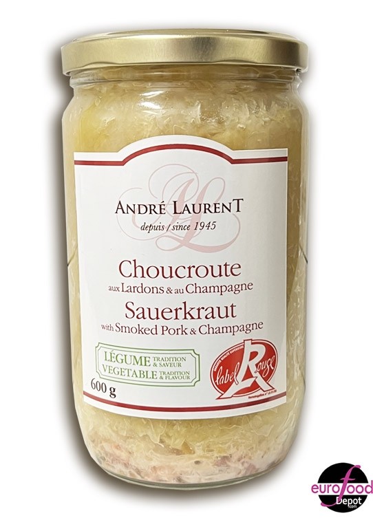 André Laurent, Sauerkraut / Choucroute with Lards & Champagne in Jar- (600g/21.2oz)