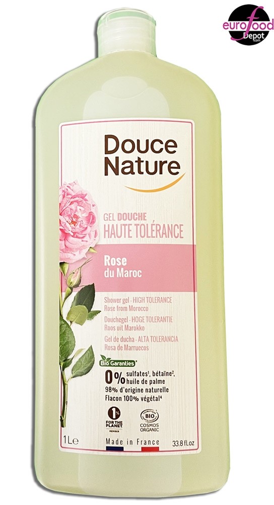 Douce Nature, Organic Shower Gel High Tolerance With Rose From Morocco - (1l/33.8floz)