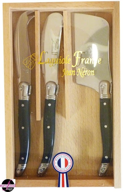 Laguiole, Set with 3 Cheese Black Marble Knives