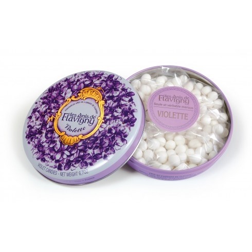 Les Anis de Flavigny Candies-Big tin of Violet flower and anis flavour 
