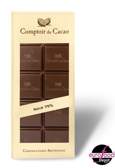 Comptoir du Cacao, 75% Sugar Free Chocolate Bar/ Tablette Chocolat 75% Sans Sucre - (80g/2.82oz)