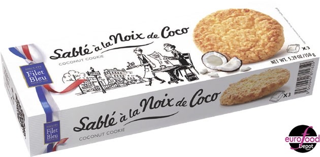 Sable Noix de Coco - French Coconut Shortbread Cookies - Filet bleu Biscuit