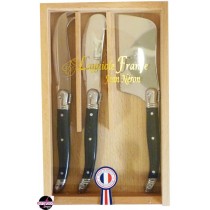 Laguiole, Set with 3 Cheese Black Marble Knives