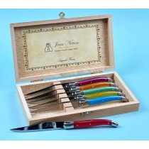 Laguiole Rainbow Knives In Wooden Box (Set of  6)