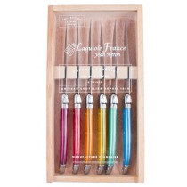 Laguiole Rainbow Knives In Wooden Presentation Box (Set of 6)