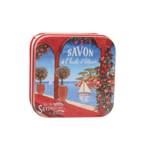 Riviera Lavender Soap in Vintage Red Tin Savonnerie de Nyons - (100g/3.5oz)
