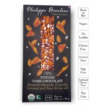 Phillippe Beaulieu Dark chocolate Roasted Almonds, Crunchy Caramel, and Fleur de Sea Salt Bar