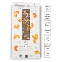Phillippe Beaulieu Milk chocolate Praline Cashews, Fleur de sea Salt Bar