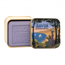Riviera Lavender Soap in Vintage Yellow Tin Savonnerie de Nyons - (100g/3.5oz)