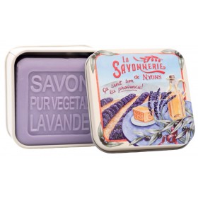 Lavender Soap in "Provençal Landscape" Tin Box Savonnerie de Nyons - (100g/3.5oz)