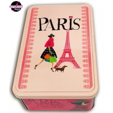 Le Manoir des Abeilles, Small pure butter galettes with honey in a metal tin "Paris Lady" - (350g/12.3 oz)