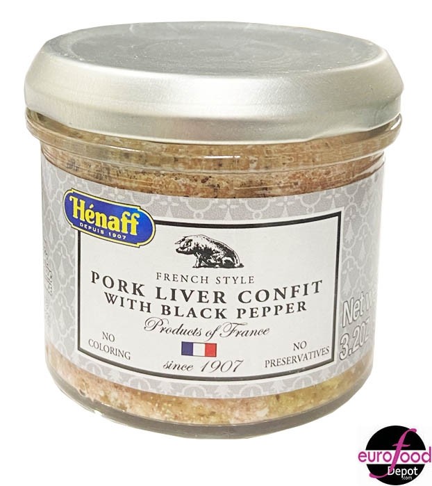 Henaff, Pork liver confit with peppercorn glass jar - (90g/3.2oz)