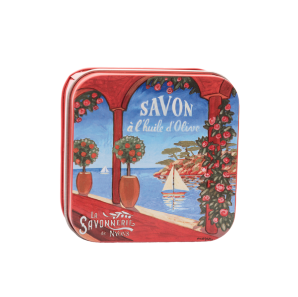 Riviera Lavender Soap in Vintage Red Tin Savonnerie de Nyons - (France)